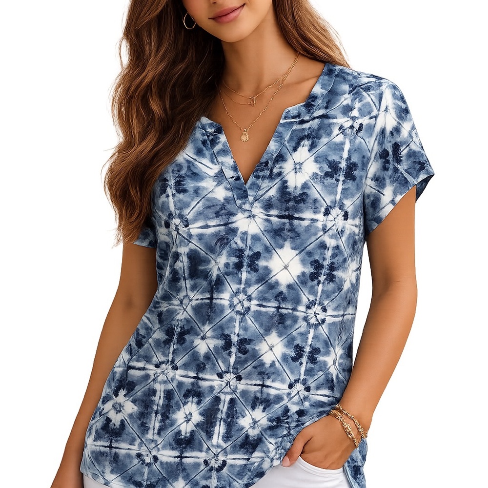 Chico's NWOT Zenergy Printed Polo Top size 2 - Picture 2 of 5